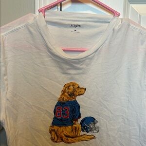 J. Crew White Tee with Dog in Blue Jersey